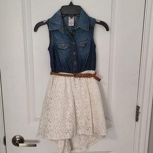 Sz 6 Little girls Denim & Lace dress
